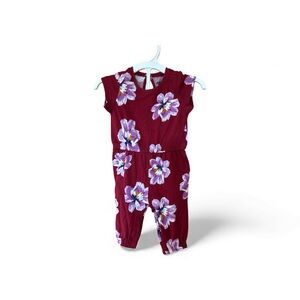 Floral Kids Jumpsuit - Burgundy and Purple